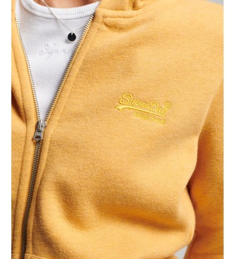 Superdry Hooded sweatshirt with zip and yellow embroidered Vintage logo