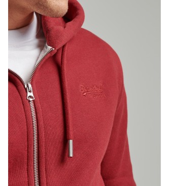 Superdry Sweat à capuche avec fermeture éclair et logo Vintage brodé en rouge