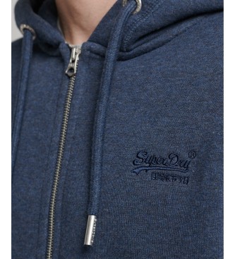 Superdry Sweat  capuche avec fermeture clair et logo Vintage brod en bleu