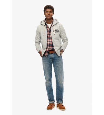 Superdry Sweat à capuche avec fermeture éclair et logo vintage brodé gris