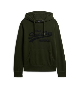 Superdry Long-sleeved hooded sweatshirt with green embroidery