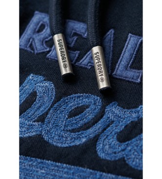 Superdry Camisola de manga comprida com bordado em azul-marinho