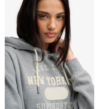 Superdry Sweat à capuche court Applique gris