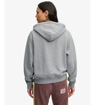 Superdry Sweat à capuche court Applique gris