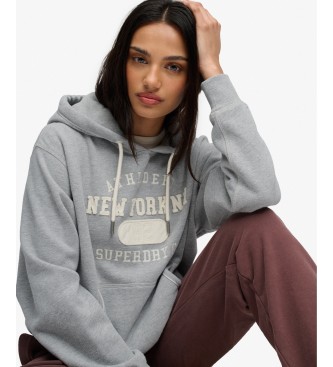 Superdry Sweat à capuche court Applique gris