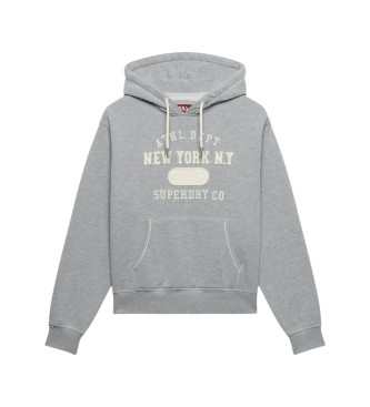 Superdry Sweat à capuche court Applique gris