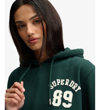 Superdry Sweat à capuche court vert avec application