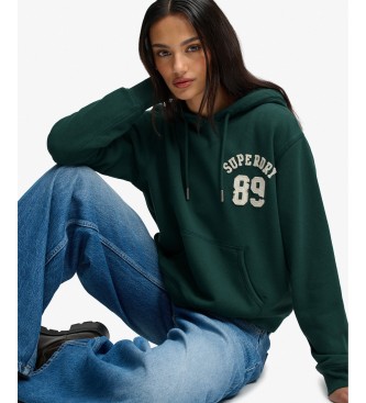 Superdry Sweat à capuche court vert avec application
