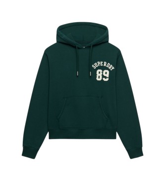 Superdry Sweat à capuche court vert avec application