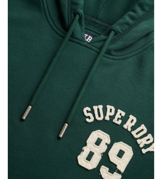 Superdry Sweat à capuche court vert avec application