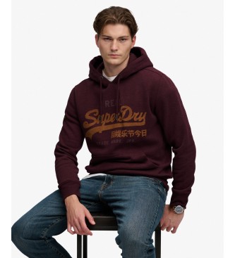 Superdry Sudadera con capucha Heritage Relaxed burdeos