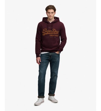 Superdry Sudadera con capucha Heritage Relaxed burdeos
