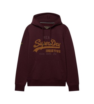 Superdry Sudadera con capucha Heritage Relaxed burdeos