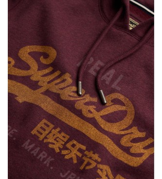 Superdry Sudadera con capucha Heritage Relaxed burdeos