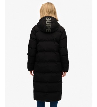 Superdry Manteau à capuche Hooded Longline noir