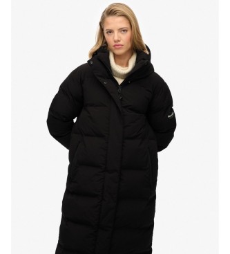 Superdry Manteau à capuche Hooded Longline noir