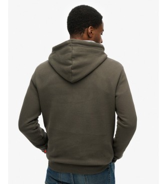 Superdry Pulover s kapuco Leathers vojaško zelena