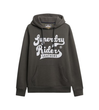 Superdry Pulover s kapuco Leathers vojaško zelena