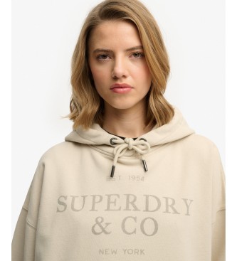 Superdry Sweat à capuche Luxe Casual Relaxed beige
