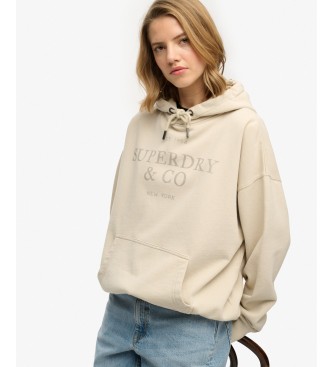 Superdry Sweat à capuche Luxe Casual Relaxed beige