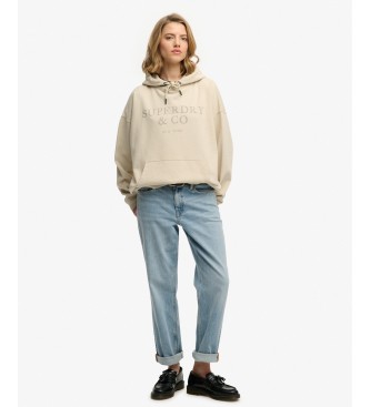 Superdry Sweat à capuche Luxe Casual Relaxed beige