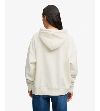 Superdry Sweat à capuche Luxe Casual Relaxed blanc crème