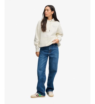 Superdry Sweat à capuche Luxe Casual Relaxed blanc crème