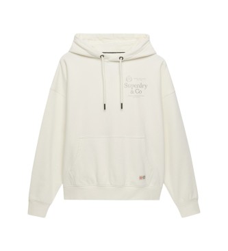 Superdry Sweat à capuche Luxe Casual Relaxed blanc crème