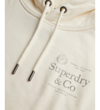 Superdry Sweat à capuche Luxe Casual Relaxed blanc crème
