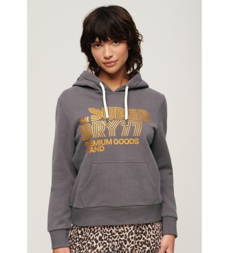 Superdry Hooded sweatshirt with glitter and grey Retro logo