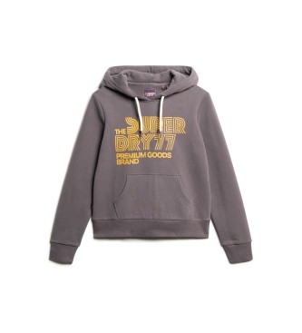 Superdry Sweatshirt med htte, glitter og grt retro-logo