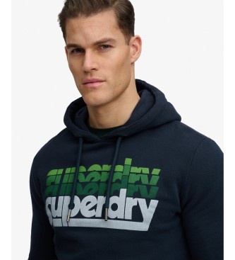 Superdry Sweat à capuche Stacked marine