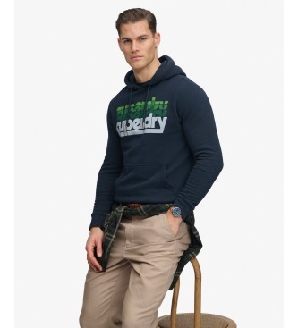 Superdry Sweat à capuche Stacked marine