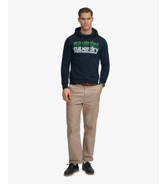 Superdry Sweat à capuche Stacked marine
