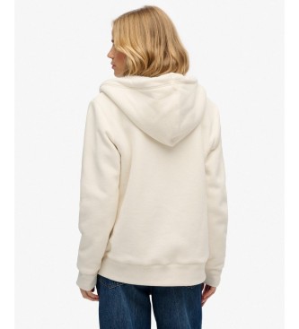Superdry Borg Lined off-white hooded zip-up jumper
