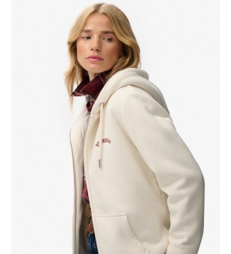 Superdry Borg Lined off-white hooded zip-up jumper