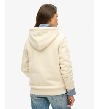 Superdry Borg Lined cream hooded zip-up jumper