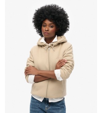 Superdry Borg Lined grey hooded zip-up jumper