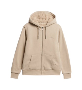 Superdry Borg Lined grey hooded zip-up jumper