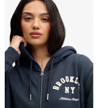 Superdry Navy Relaxed Crop Zip-Up Hoodie