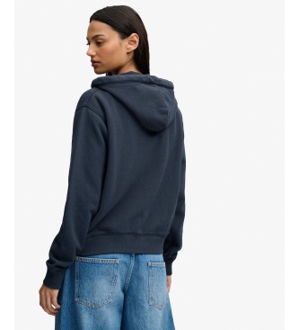 Superdry Navy Relaxed Crop Zip-Up Hoodie