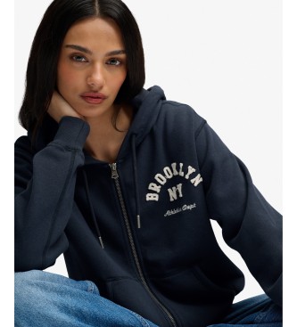 Superdry Navy Relaxed Crop Zip-Up Hoodie