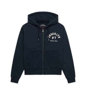 Superdry Navy Relaxed Crop Zip-Up Hoodie