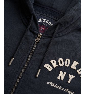 Superdry Navy Relaxed Crop Zip-Up Hoodie