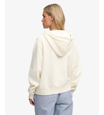 Superdry Beige Relaxed Crop zip-up hoodie