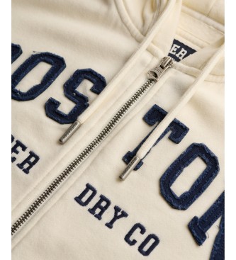 Superdry Beige Relaxed Crop zip-up hoodie