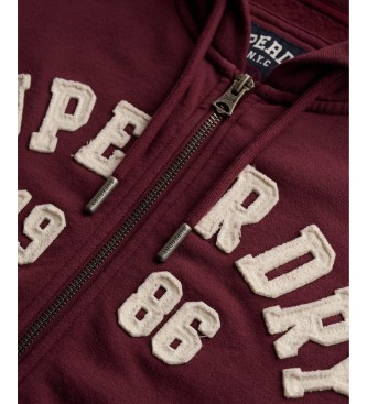Superdry Burgundy Relaxed Crop hoodie with zipper
