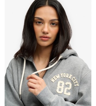 Superdry Gray Relaxed Crop Zip Hoodie