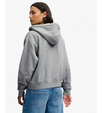 Superdry Gray Relaxed Crop Zip Hoodie