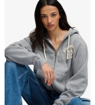 Superdry Gray Relaxed Crop Zip Hoodie